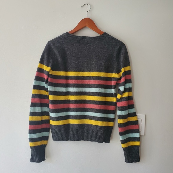 Gray lambswool striped crewneck - Picture 2 of 5